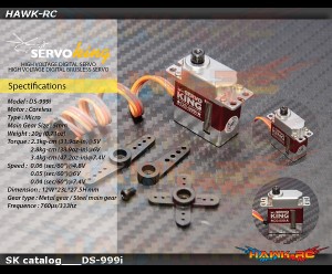 Servoking DS-999i Digital Micro Size Tail Servo (5~7.4V, Narrow Band, Steel Gear)